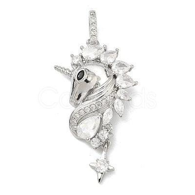 Brass Micro Pave Clear Cubic Zirconia Pendants KK-I476-13P-1