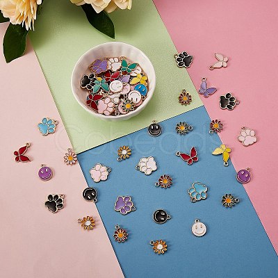 80Pcs 20 Style Alloy Enamel Pendants FIND-SZ0002-31-1