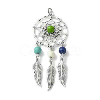 2Pcs 2 Styles Synthetic Turquoise Dyed Big Pendants PALLOY-JF02309-02A-1