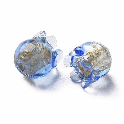 Handmade Gold Foil Lampwork Beads FOIL-T004-04C-1