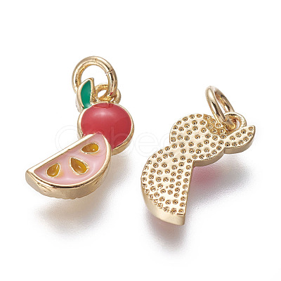 Brass Enamel Charms KK-L185-11G-1