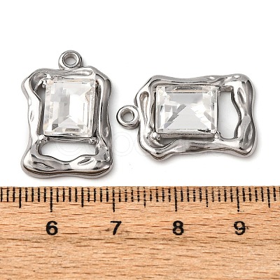 304 Stainless Steel Glass Pendants STAS-P406-01P-1