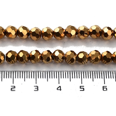 Faceted(32 Facets) Electroplate Glass Bead Strands X-EGLA-R042-6mm-03-1