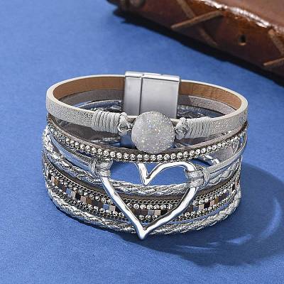Imitation Leather Multi-Starnd Bracelets BOHO-PW0001-039M-1