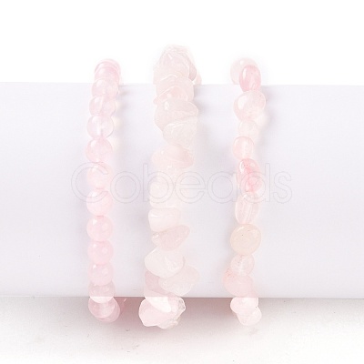 Natural Rose Quartz Stretch Bracelets BJEW-JB05647-1