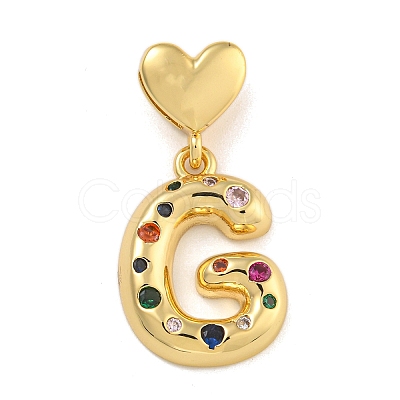 Brass Micro Pave Colorful Cubic Zirconia Pendants KK-P281-01G-G-1