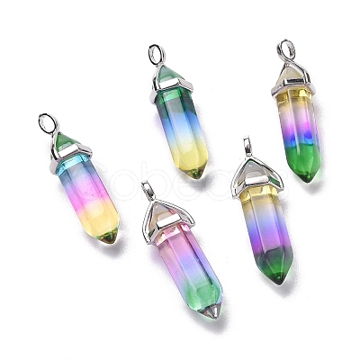 Faceted Bullet Glass Pointed Pendants KK-E282-01P-07-1