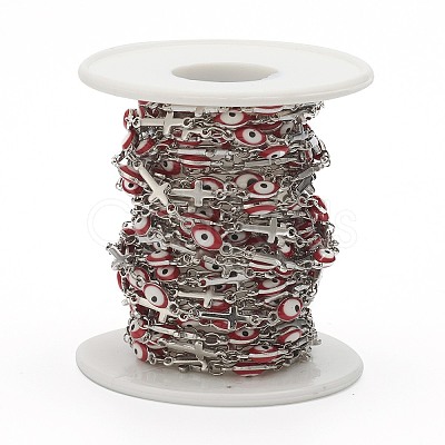 304 Stainless Steel Enamel  Link Chains STAS-H145-12P-1