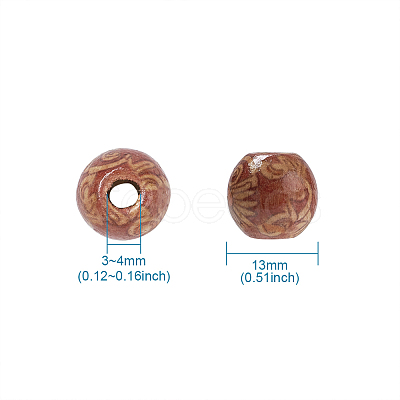 Printed Natural Wood Beads WOOD-TA0001-15-1