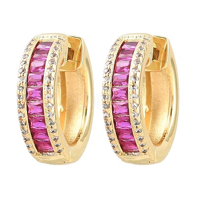 Brass Micro Pave Cubic Zirconia Hoop Earrings KK-CBA8324-06G-02-1