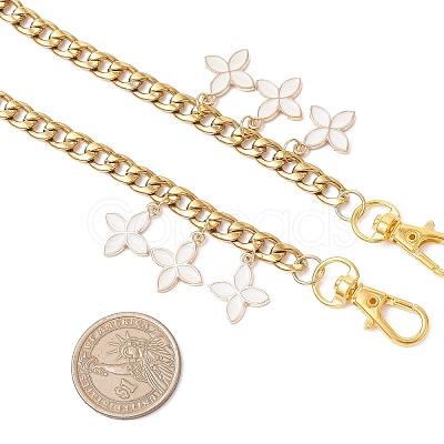 Alloy Enamel Flower Charm 304 Stainless Steel Cuban Link Chain Bag Decorative Chains FIND-JF00160-01-1