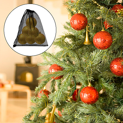 Polyester Mesh Drawstring Storage Bags ABAG-WH0044-49C-1