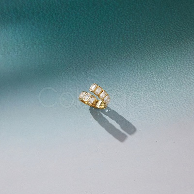 304 Stainless Steel Pave Cubic Zirconia Cuff Open Rings for Women SA-CBAABBA-05G-1