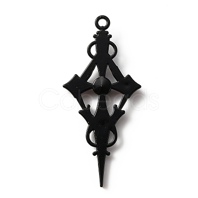 Jet Rhinestone Cross Pendant with Red Enamel ENAM-WH0001-06EB-03-1