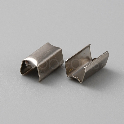 100Pcs Iron Folding Crimp Ends IFIN-WH0086-03A-P-1
