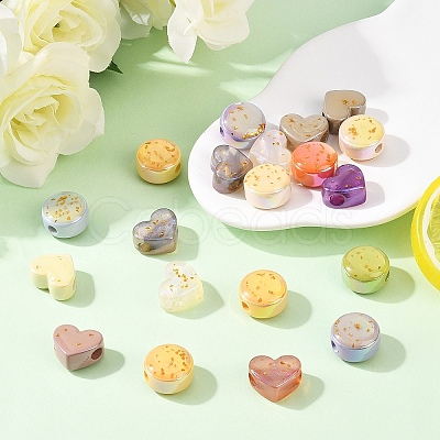 20Pcs 2 Styles Opaque Acrylic European Beads OACR-YW0004-39-1