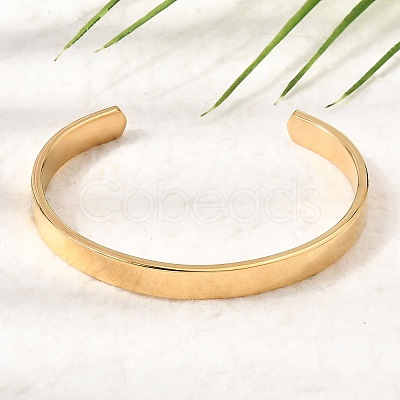 304 Stainless Steel Plain Open Cuff Bangles for Women SA-CBAC920-08G-1