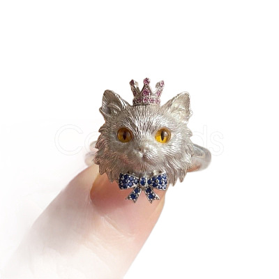 Alloy Rhinestone Cuff Open Rings WG3624E-01-1