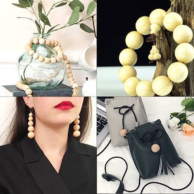Round Unfinished Wood Beads WOOD-PH0008-10-1