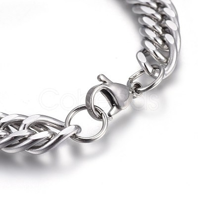 Tarnish Resistant 304 Stainless Steel Cuban Link Chain Bracelets BJEW-L637-01A-P-1