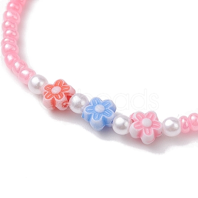 6Pcs 6 Colors Flower Acrylic Stretch Bracelets BJEW-JB10235-01-1