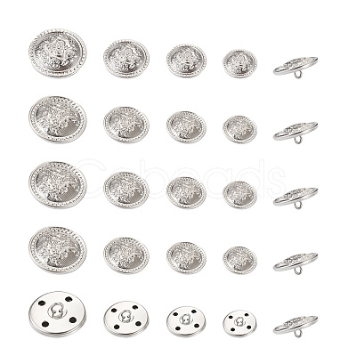80Pcs 8 Style Brass Shank Buttons BUTT-TA0001-08S-1