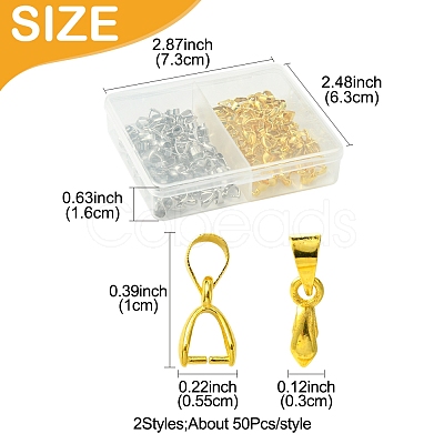 100Pcs 2 Colors Brass Ice Pick Pinch Bails IFIN-FS0001-48-1