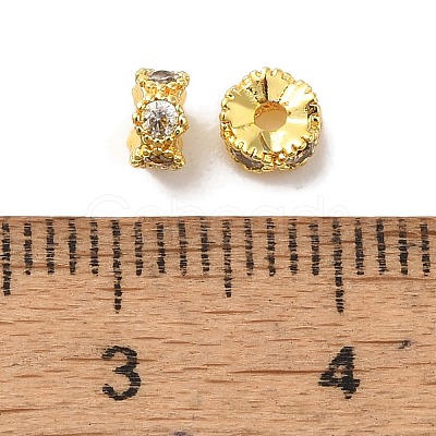 Brass Micro Pave Cubic Zirconia Beads KK-C072-22G-1