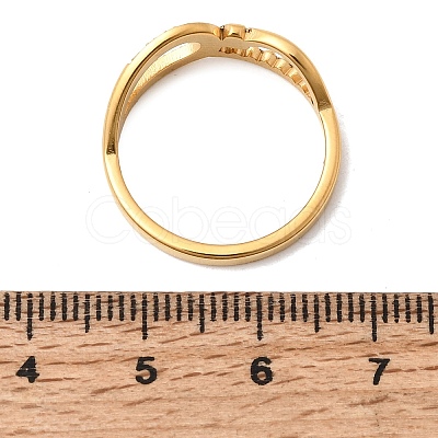 304 Stainless Steel Micro Pave Cubic Zirconia Finger Rings for Women RJEW-A104-01G-1