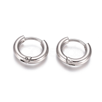 Tarnish Resistant 304 Stainless Steel Huggie Hoop Earrings EJEW-G272-01-8mm-P-1