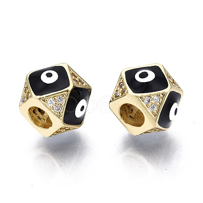 Brass with Cubic Zirconia Rhombus European Beads ZIRC-N039-173-NF-1