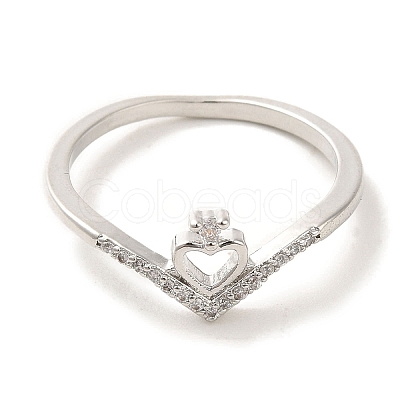 Brass Micro Pave Cubic Zirconia Rings for Women RJEW-E295-03P-1
