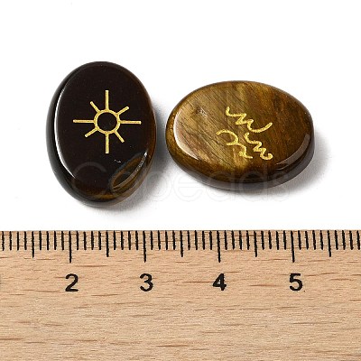 13Pcs Natural Tiger Eye Rune Stone G-C095-02E-1