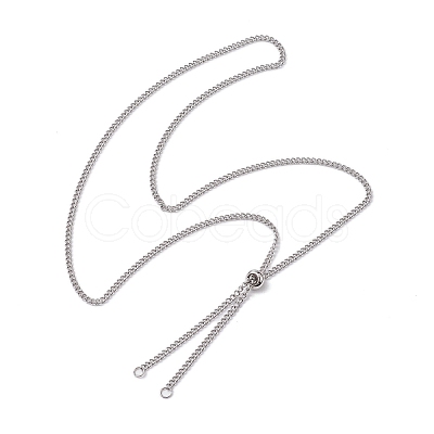 Tarnish Resistant Adjustable 304 Stainless Steel Curb Chains Necklaces Making AJEW-JB01215-01-1