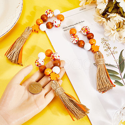 Wood Beaded Napkin Rings AJEW-SC00040-1