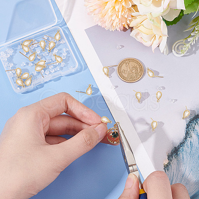 20Pcs Brass Micro Pave Clear Cubic Zirconia Stud Earring Findindgs KK-BC0009-88-1