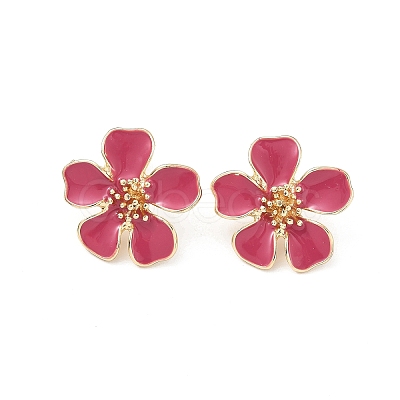 Flower Alloy Enamel Stud Earrings LS-EJEW-P310-01G-02-1