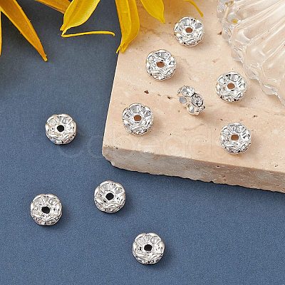 Brass Rhinestone Spacer Beads RB-YW0001-05C-01S-1