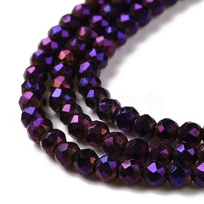 Electroplate Glass Beads Strands GLAA-H021-01B-FP09-1
