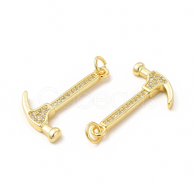 Rack Plating Brass Micro Pave Cubic Zirconia Tool Pendants KK-I699-15G-1