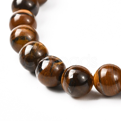 Natural Tiger Eye & Lava Rock & Synthetic Hematitie Beads Stretch Bracelet Set BJEW-JB07030-1