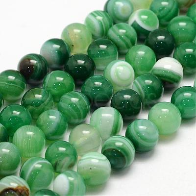 Natural Striped Agate/Banded Agate Bead Strands G-K155-B-8mm-08-1