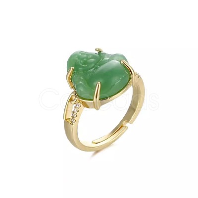 Brass & Resin Adjustable Finger Rings for Women FS-WG6D172-01-1