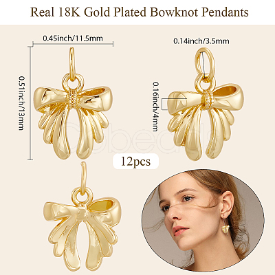 12Pcs Bowknot Brass Charms KK-BBC0019-35-1