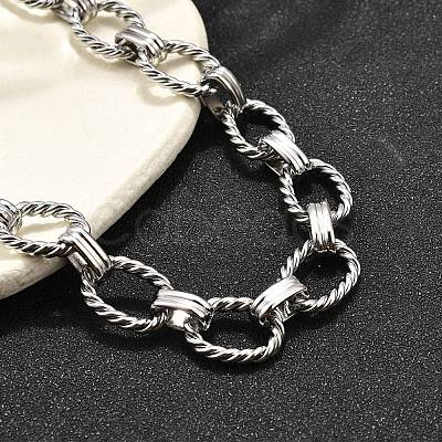 304 Stainless Steel Twisted Oval Link Chain Necklaces NJEW-R023-13P-1