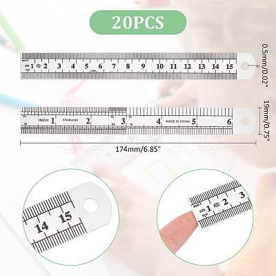20Pcs Stainless Steel Ruler TOOL-UN0001-35-1