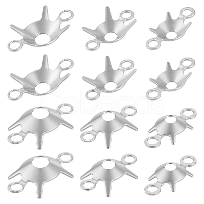 12Pcs Sterling Silver Rhinestone Claw Settings STER-BC0003-82-1