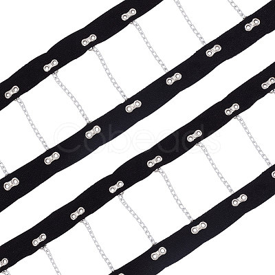 2 Yards Steel Riveted Hook & Eye Tape with Iron Chain FIND-BC0004-51-1