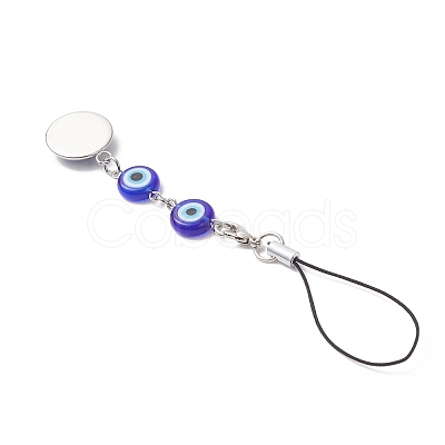 Handmade Evil Eye Lampwork & Resin Pendant Mobile Straps HJEW-JM04507-1