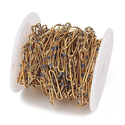 304 Stainless Steel Enamel Dapped Chain Oval Link Chains CHS-K021-15G-08-1